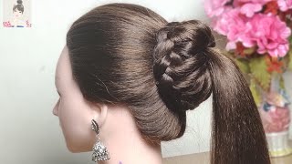 Bun Ponytail Hairstyle || Hair Style For College Students.