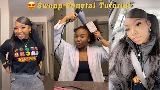 Yes! Watch How To Sleek Cute #Ponytail & #Swoop Bangs With Our Cheap Hair Bundle @Ula Hair