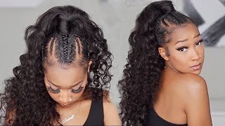 Try This With Your Bundles! Easy Braided Messy Curly Ponytail W/ Isee Hair