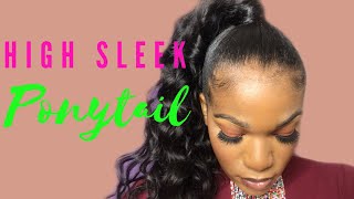 High Sleek Ponytail With Weave | No Glue | Brazilian Hair Bundles