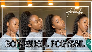 Bombshell Ponytail With Natural Hair Using Bundles Under $15| Noble Hair | Tochi Anozie