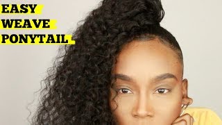 Easy Curly Ponytail With Weave | How I Lay My Edges | Ft. Julia Hair