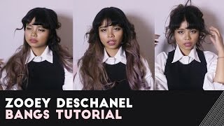 Zooey Deschanel Bangs Tutorial / How I Cut My Bangs / How To Cut Zooey Deschanel Bangs