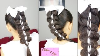 Ribbon Braided Ponytail | Easy Hairstyles | Hairstyles For School | Braided Hairstyles