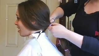 Ladies Forced Haircut - Long Thick Dark Hair Ponytail Cut Off From The Root (Part 1)