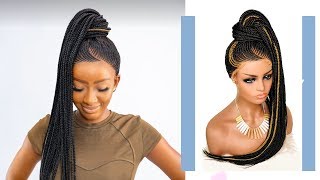 Before And After Look Of Our High Ponytail Cornrow Wig