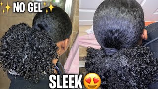 No Gel Sleek Low Ponytail On Type 4 Thick Hair | Using Adans Products