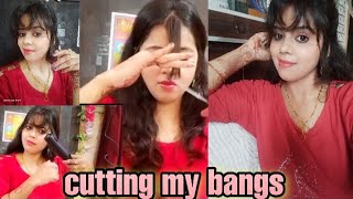 Omg Cutting My Bangs At Home!!How To Cut Front Hair!Hair Cutting Perfectly At Home#Poojarishi.