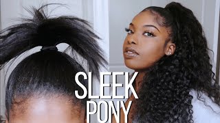 Sleek Ponytail On Short Natural Hair With Weave