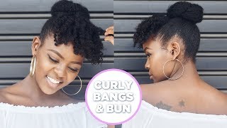 How To | Faux Curly Bangs And Bun On Natural Hair