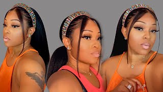Realistic Full Lace Frontal Wig Ponytail | No Glue Frontal Wig Install | Beginner Friendly Install