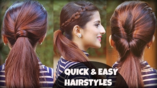 1 Min Everyday Effortless Hairstyles With Ponytails For School, College, Work, | Indian Hair Styles
