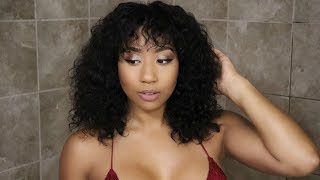 Omg!!! The Best And Easiest Curly Wig With Bangs! My First Wig