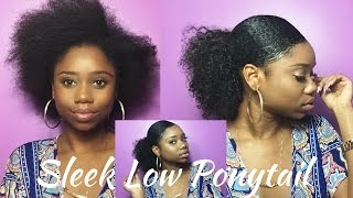 Sleek Low Curly Ponytail On Short/Medium Natural Hair | Curly Extensions | Easiest Protective Style
