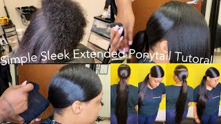 How To: Extended Ponytail And Swoop Tutorial  On Natural Hair| Beginner Friendly | Protective Cap