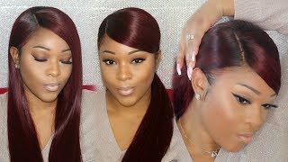Weave Ponytail Tutorial: Deep Side Part W Deep Swoop On A Wig | Rpgshow