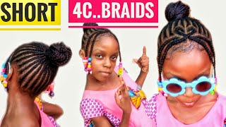 Braided Heart Ponytail Hairstyle || Short Natural Hair Cornrows On Little  Black Girl