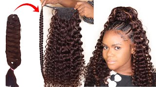 Diy Curly Ponytail Wig Tutorial Using Expression Braid Extension - How To Curl Braid Extension