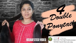 4 Double Ponytail Hairstyles In Tamil || Twin High Double Ponytail Hairstyle In Tamil