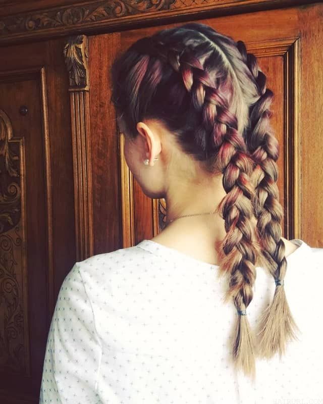 reverse french braid pigtails 