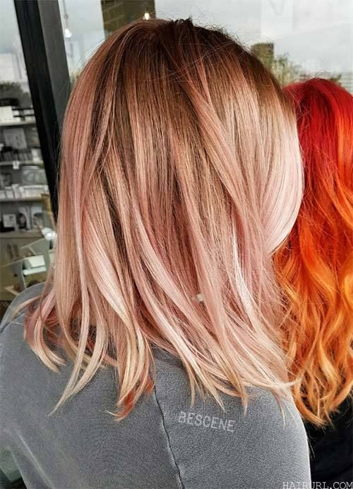 Pink with Rose Gold Balayage Hairstyle