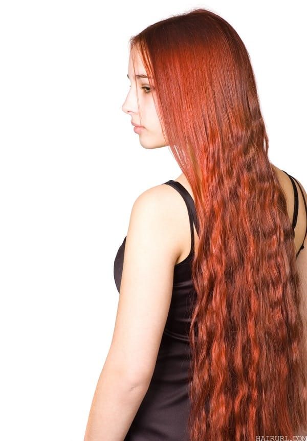 copper red long hair