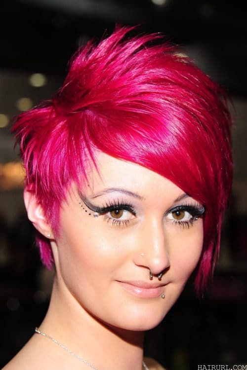 Dark Pink Hair Pixie Cut