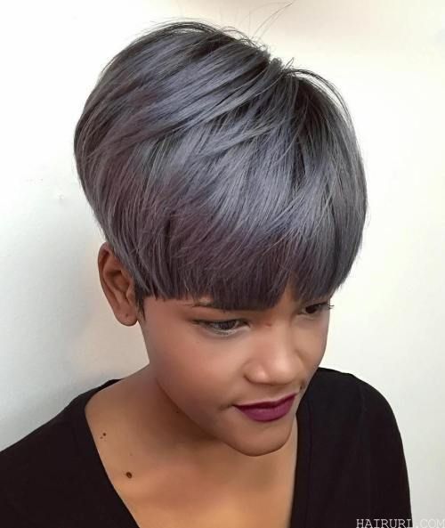 Girl Gray color Short Sew In Hairstyle