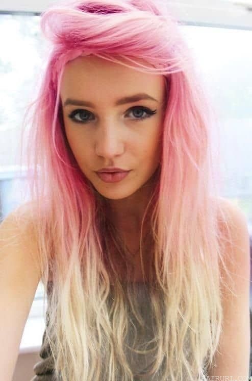 girl with pink and white ombre hair
