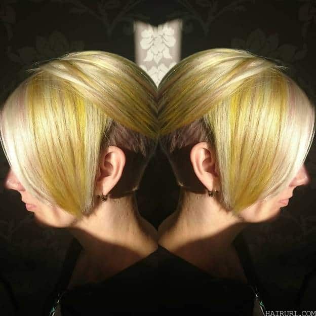 undercut bob with bangs and highlights 