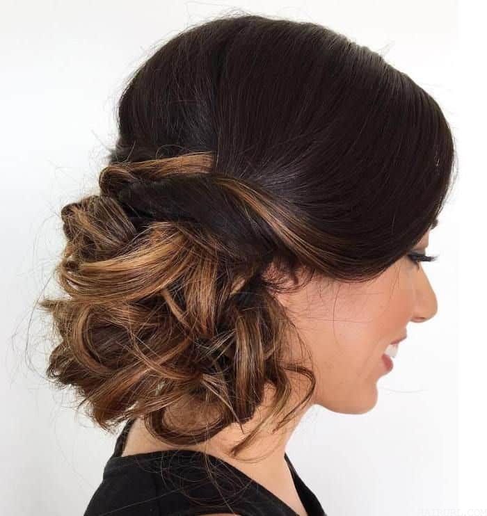 Side Bun with Highlighted Curls