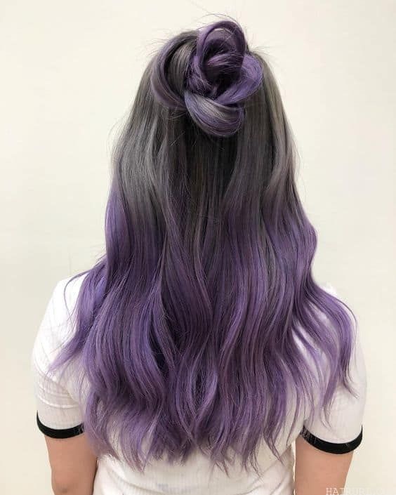 topknot with lavender ombre hair
