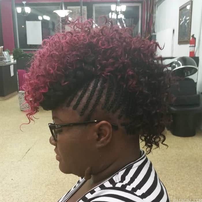 braided curly mohawk with weave