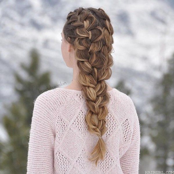 dutch braids Loose and highlighted hairstyle 