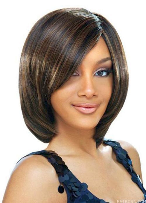 Sleek Layered Bob hairstyle for black teen age girl