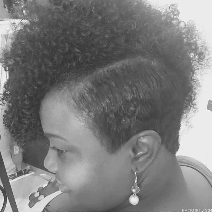 black curly weave with undercut