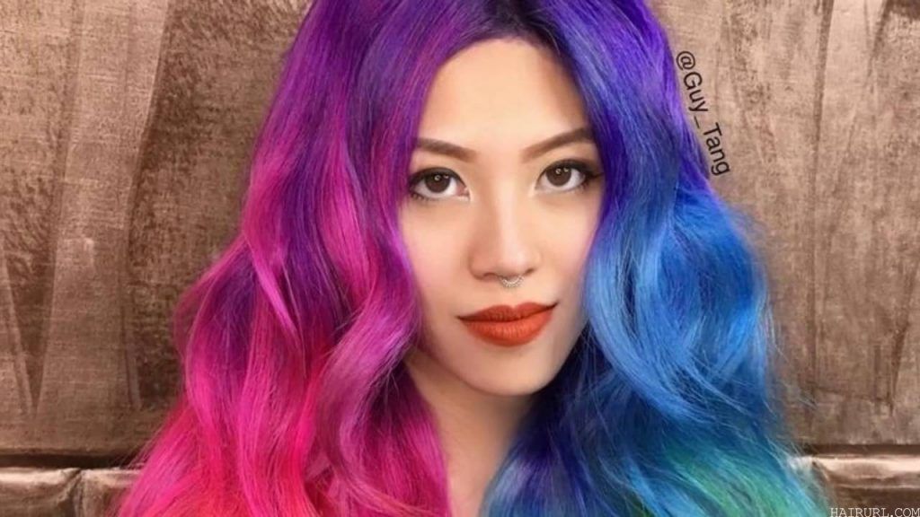  asian girl Rainbow Hair Color idea