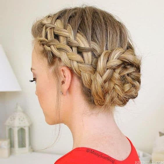 double braided side bun hairstyles