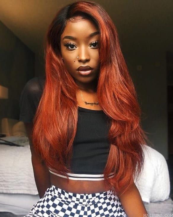 Fiery Orange Brown Hair with Side Part
