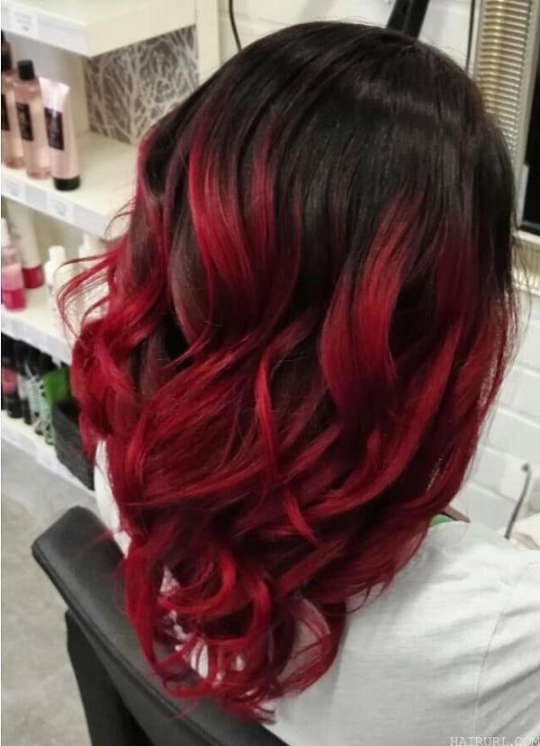 burgundy red balayage hairstyle