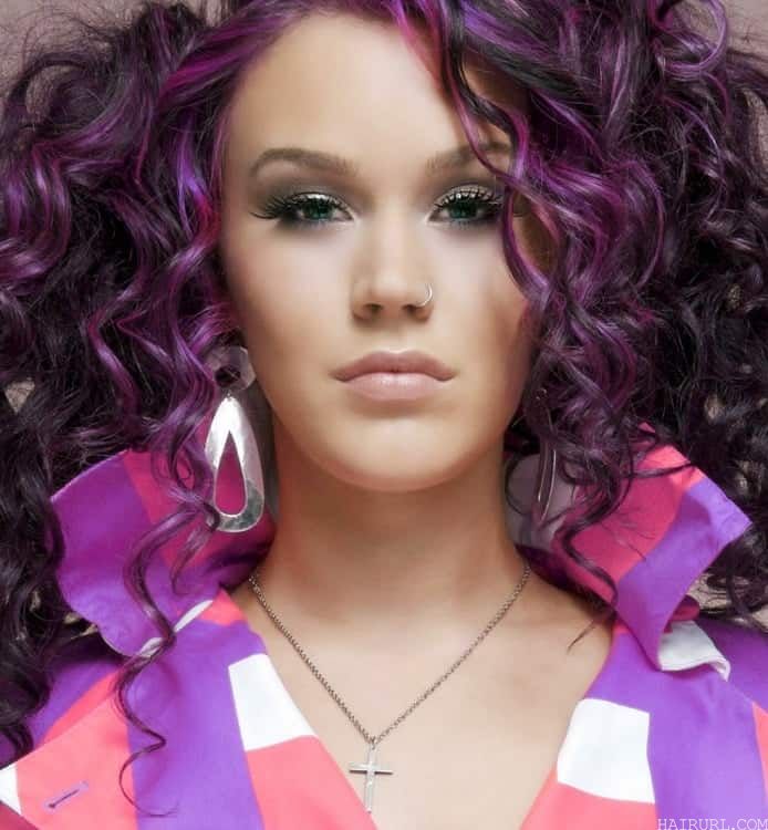 curly purple hairstyles for women