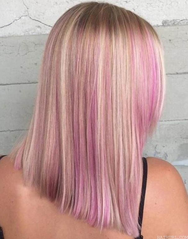 pink highlights on blonde hair