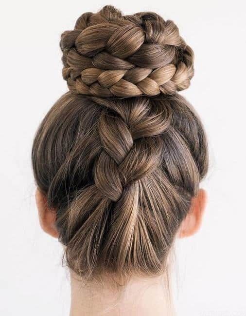 Upside Down French Braided Bun style for women