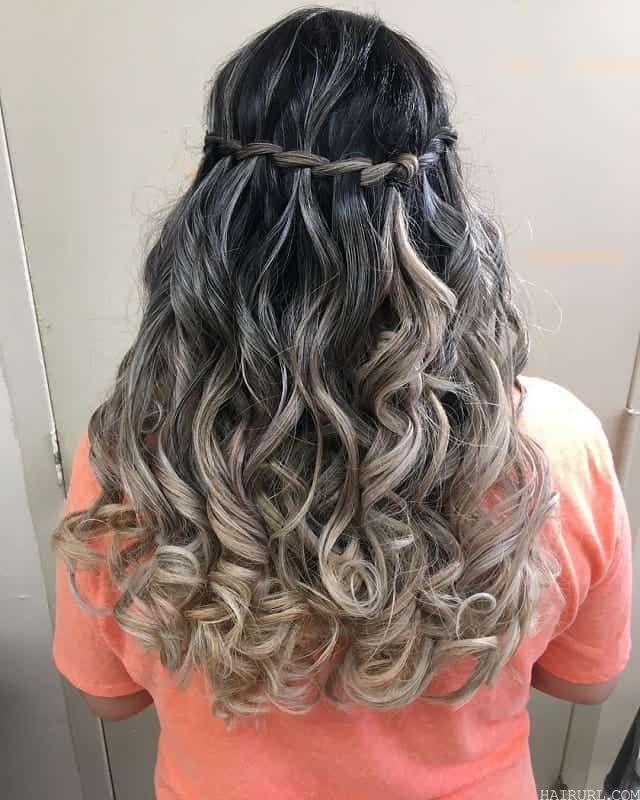 waterfall braid with curls
