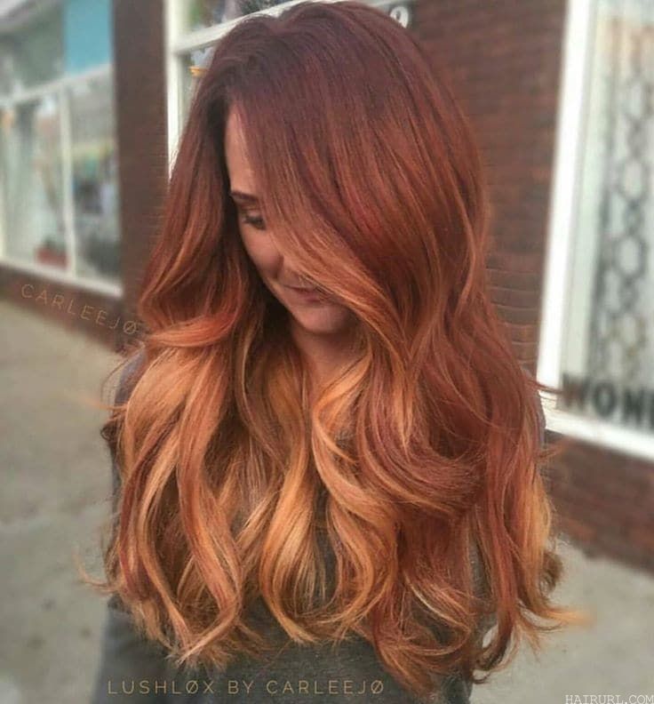 Blonde Balayage Red color hairstyle for women