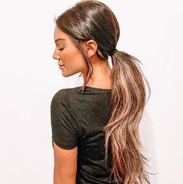 dark brown ombre low ponytail 