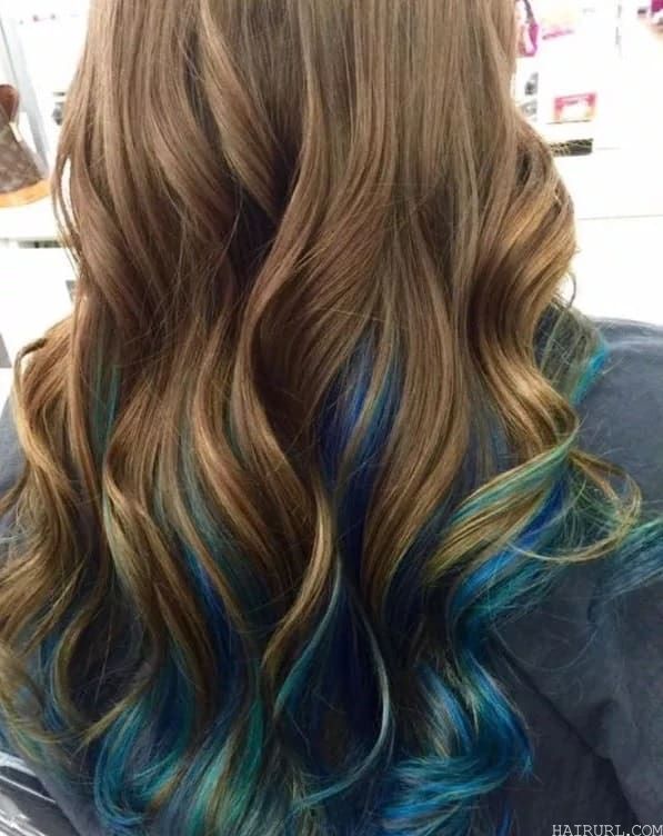 blue highlights on light brown hair