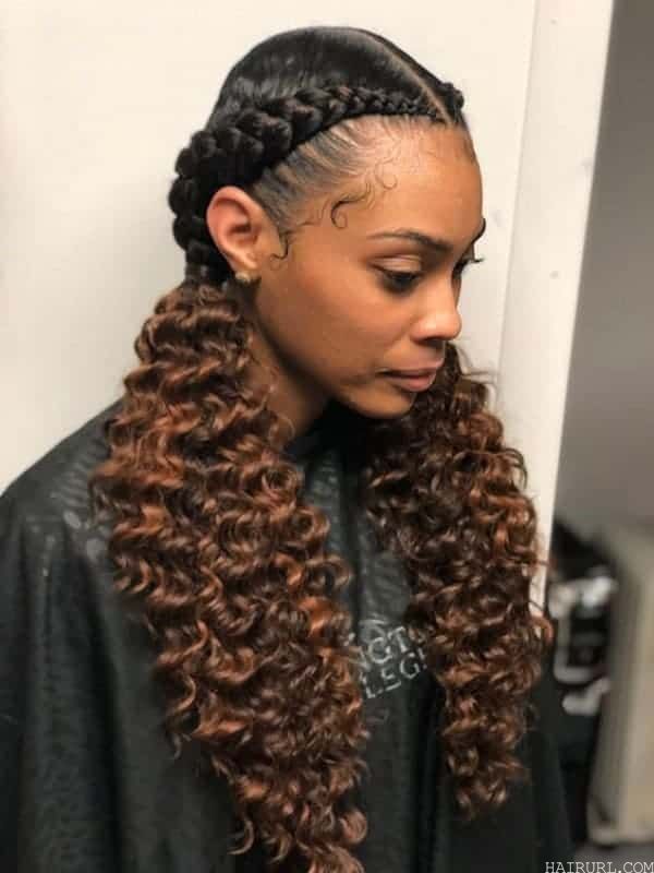 curly french braids with weaves