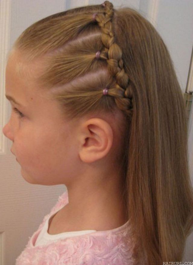 Sleek hair braided hairstyle for cute little kids
