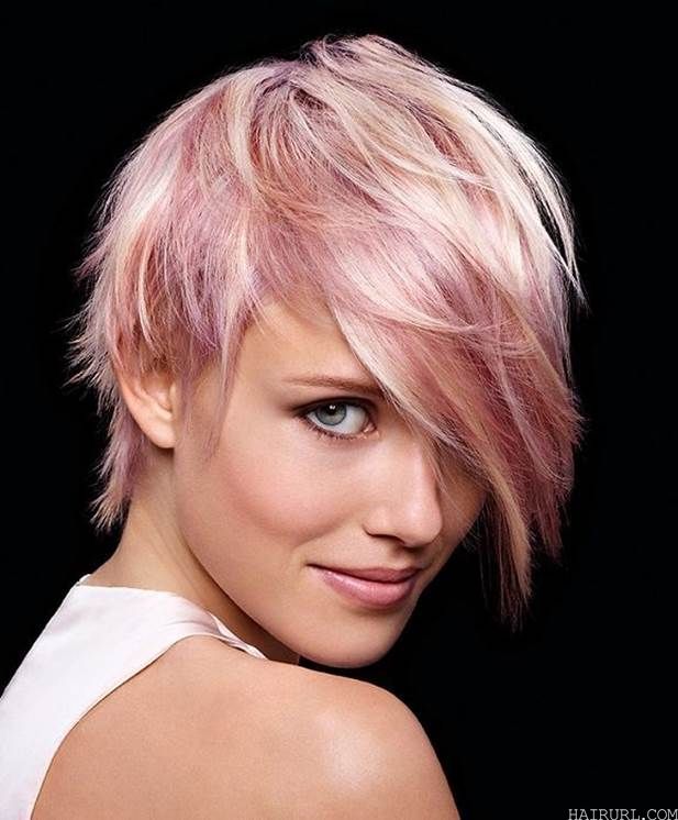 pink and white ombre pixie cut